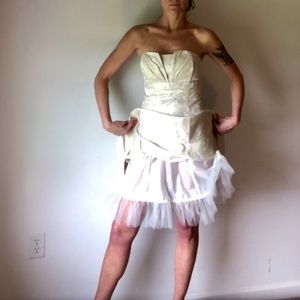 White and Silver Jessica McClintock Formal